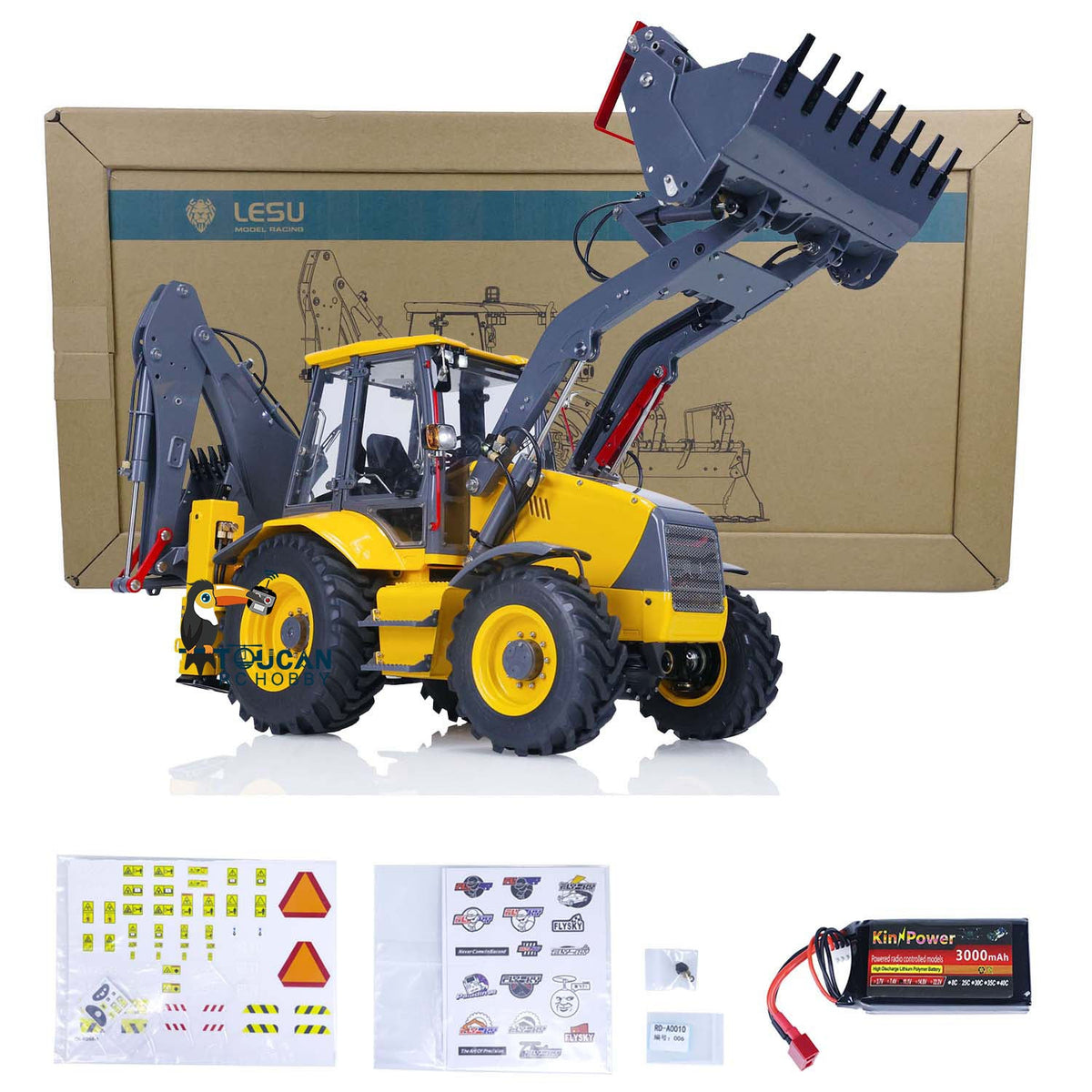 TOUCAN RC HOBBY 1/14 LESU RC Backhoe BL71 Loader Painted Metal Hydraulic 2 in 1 Electric Excavator W/ Light Sound System Receiver Motor Servo ESC