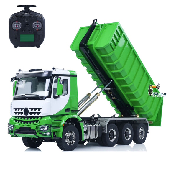 8x8 1/14 Hydraulic RC Full Dump Truck Metal Roll On Off Tipper Car Model Sound Light Simulation Vehicle FlySky ST8 Remote Control
