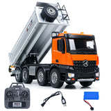 HUINA 1/14 Metal Remote Control Dump Truck 1536-1 8X8 Electric Lifting RC Tipper Finished Model RTR Light Sound Effects Battery