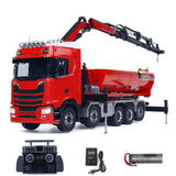 1/14 Fernbedienung Hydraulische Kran Dumper 10*10 RC Roll On Off Kipper 770S Hinterachse Lenkung Differential Schlösser Metall Ventile