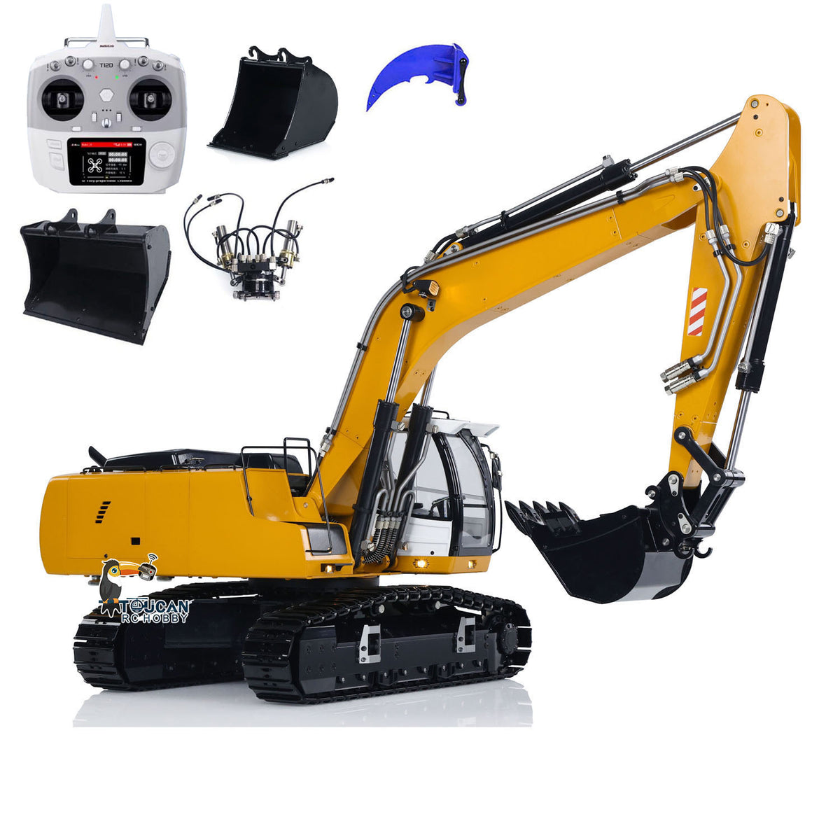 TOUCAN RC HOBBY MTM 946 Metal 1/14 RC Hydraulic Excavator Remote Control Digger T12D Radio Controller for Garden Landscaping