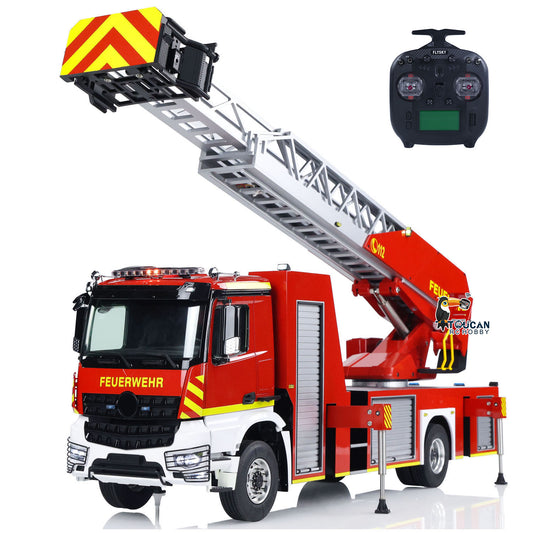 In Stock 1/14 4X2 Metal Chassis Electric Lift Ladder Car RC Fire Truck Construction Vehicle ST8 Radio 2Speed Light Sound System