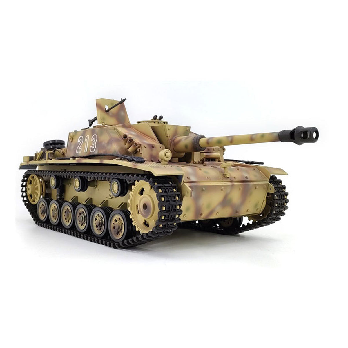 2.4G Henglong 1/16 7.0 Plastic German Stug III 3868 RTR RC Tank BB IR Steel Gearbox 1800MAH Battery Sound Lights Smoke Special Spray Painting Model