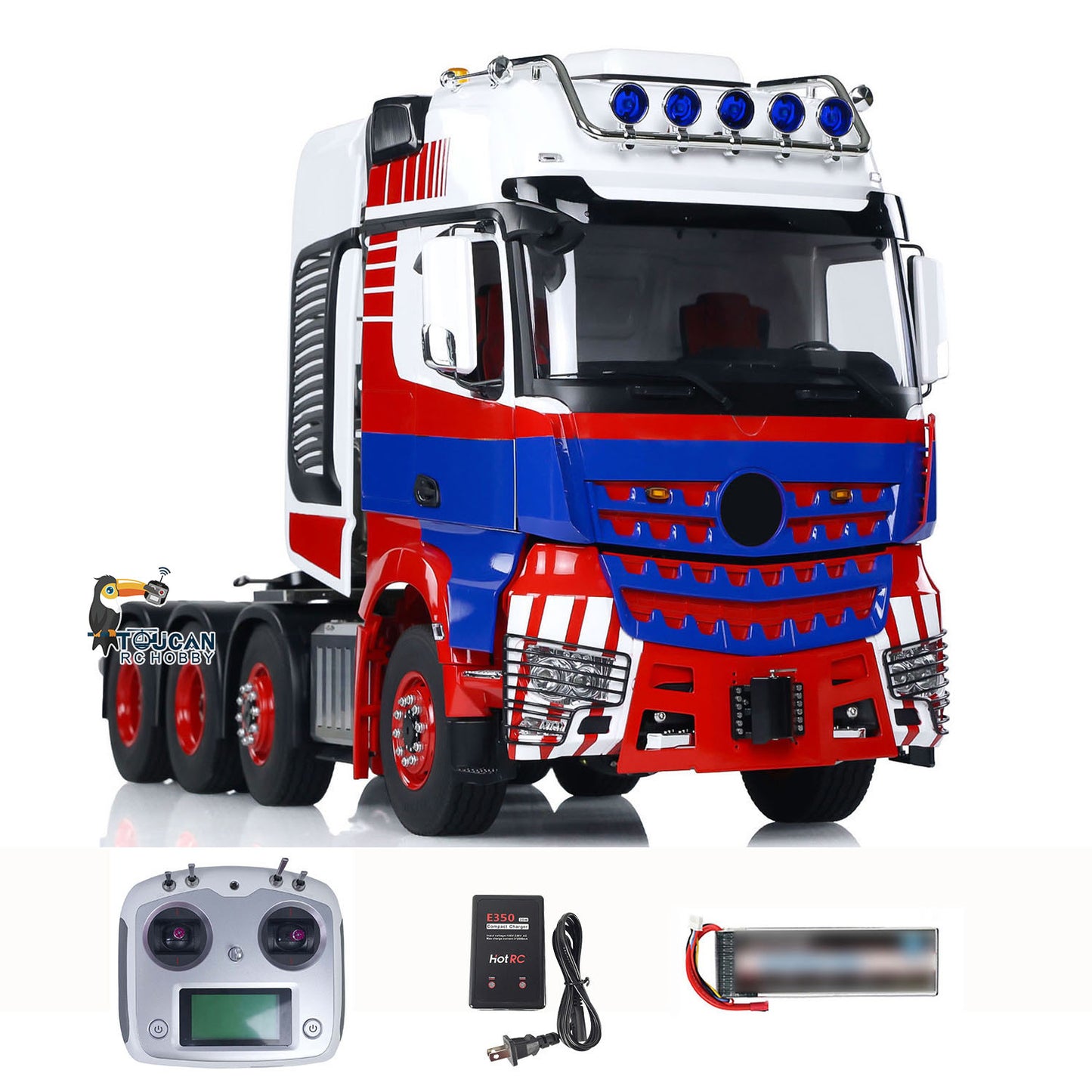 1/14 TOUCAN Lackiert 8x8 RC Sattelzugmaschine Funkgesteuerte Autos Modell Schwermetallchassis Raucheinheit Tonlicht