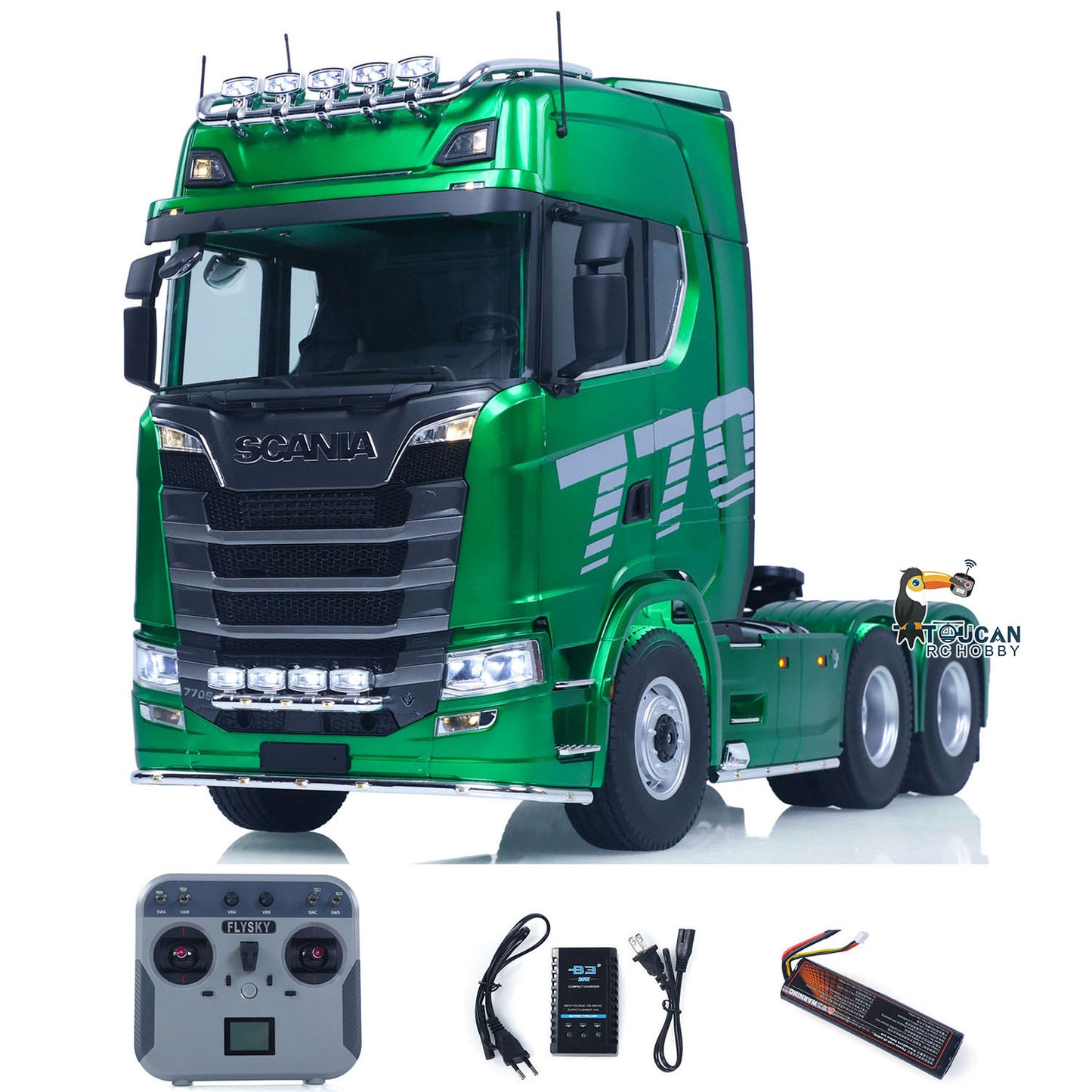 RTR TOUCAN 1/14 Romote Control Tractor Truck 770S 6*6 2Speed RC Lorry Car Smoke Unit Axle Locks Openable Door Lights Sounds