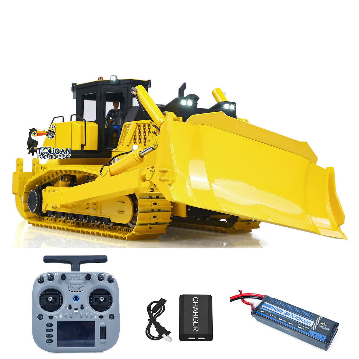USED Metal 1/12 Remote Control Hydraulic Bulldozer D155AX RTR Heavy Dozer Model 7 Way Valve 3.0L Oil Pump 5 Plows Radio Master TX15 Radio Battery teshulianjie