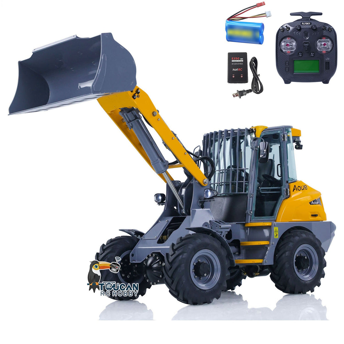 TOUCAN RC HOBBY LESU AOUE MCL8 1/14 Metal 4x4 Hydraulic RC Loader A0015 with 4CH Reversing Valve Light Sound System for Construction Model Hobbyists