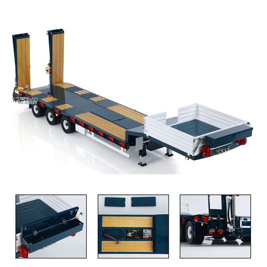 TOUCAN RC HOBBY LESU A0041 1/14 Metal Trailer Hydraulic Lifting Tailboard with Landing Legs 3 Axles Chassis for RC Tractor Truck DIY Construction Model