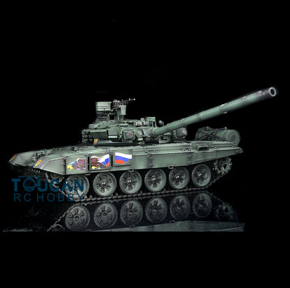Umgerüsteter Henglong 1/16 ferngesteuerter TK7.1 RTR 3938 T90 Panzer mit Metallchassisketten, 360-Grad-Turm, BB IR, Oberrumpf aus Kunststoff