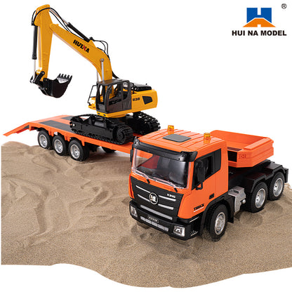 1:18 Huina 1319 RC Traktor LKW Fernbedienung Bagger mit Pritschenanhänger Zusammengebaut und lackiert Hobby Modell Geschenk