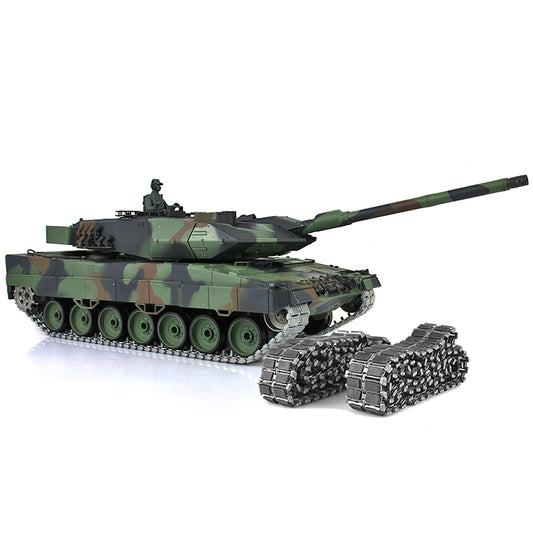 Henglong 1/16 TK7.0 German Leopard2A6 RTR RC Tank 3889 BB IR Smoke Sound Light Metal Gearbox Track with Rubber Sprockets Idlers Wheels