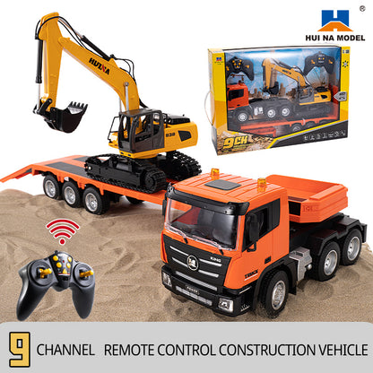 1:18 Huina 1319 RC Traktor LKW Fernbedienung Bagger mit Pritschenanhänger Zusammengebaut und lackiert Hobby Modell Geschenk