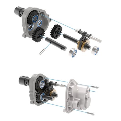 Metall-Frontluftgitter-Haubenstange, 2,8-Zoll-Nabe, verbesserte Wellen und Gehäuse für das Verteilergetriebe für 1/6 CAPO RC SIXER1 Crawler-Automodell