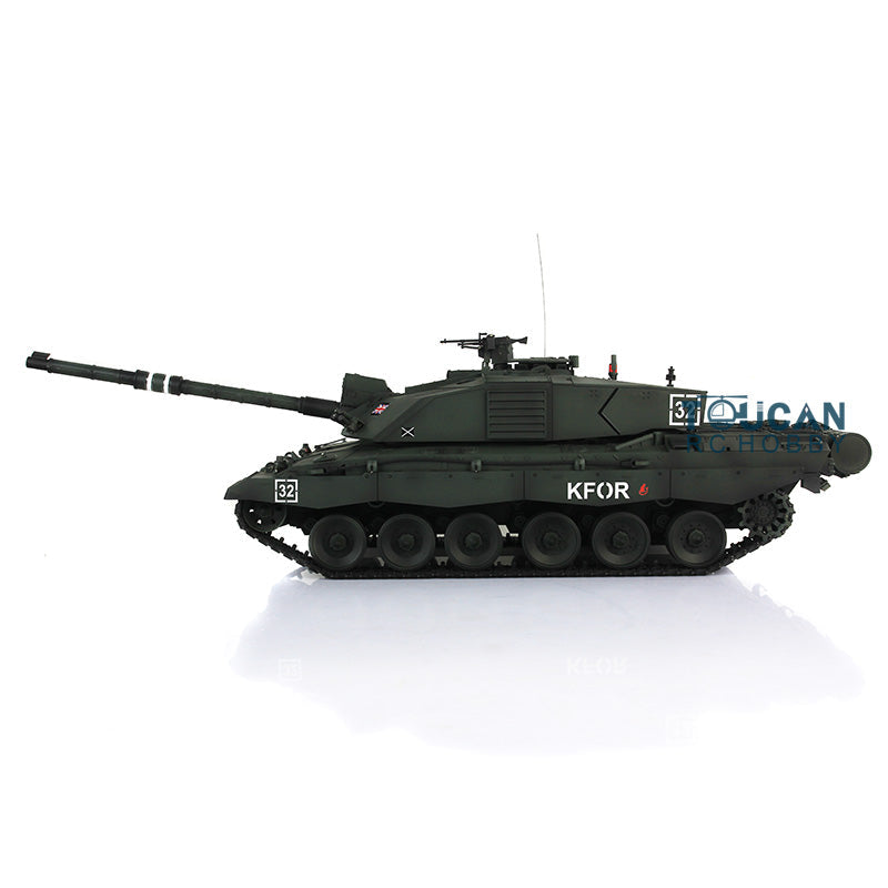 Henglong 1/16 7.0 Upgrade Challenger II 3908 RTR RC Tank Infrared Combat BB Smoke Sounds Lights Metal Tracks Drive Idler Wheels Gearbox