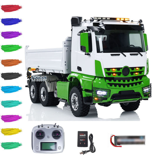 TOUCAN RC HOBBY LESU K3363 Cabin 1/14 Metal 6x6 RC Hydraulic Dump Truck 3 Speed Transmission FlySky I6S Radio Controller Differential Lock for Model Enthusiast