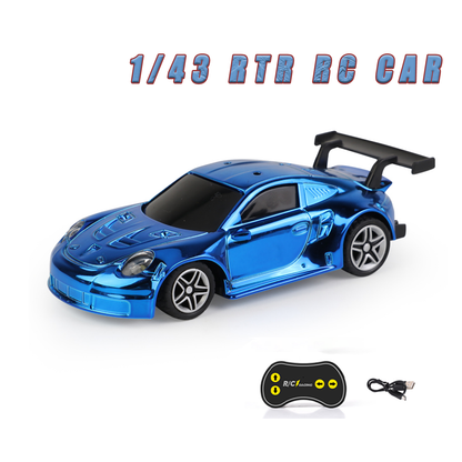 RC-Rennwagen im Maßstab 1/43, LED-Leuchten, RTR, Mini-Spielzeug, ferngesteuertes Elektroauto, lackiert und montiert für Multiplayer-Spiele