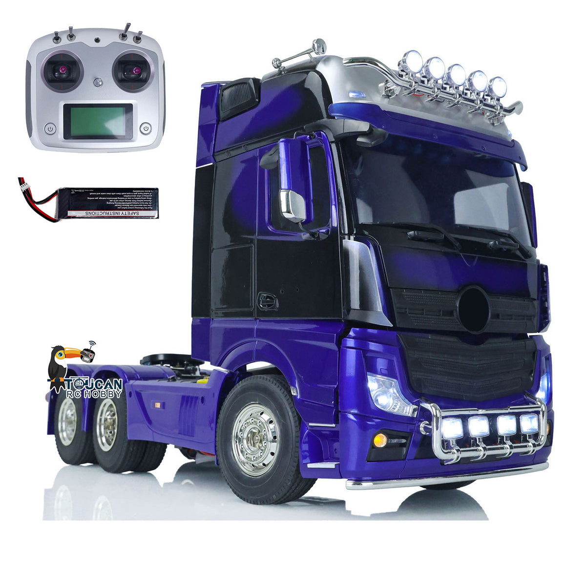 TOUCAN RC HOBBY  3Axles 6x4 1/14 Scale RC Tractor Truck W/ Motor Sound Light Radio Battery for Remote Control Car RTR Model