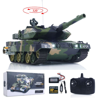 Henglong 1/24 Plastic 3809 Leopard2A5 RC Tank Model with BB Unit Infrared Combat Spray Water Turret Elevation and Depression Sound Light
