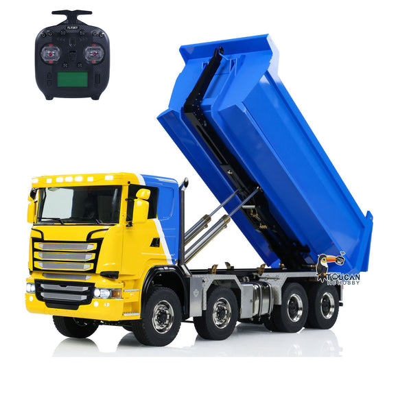 Metal 1/14 Remote Control Hydraulic Dump Truck 8x8 Full Tipper Car Differential Painted Assembled Vehicle