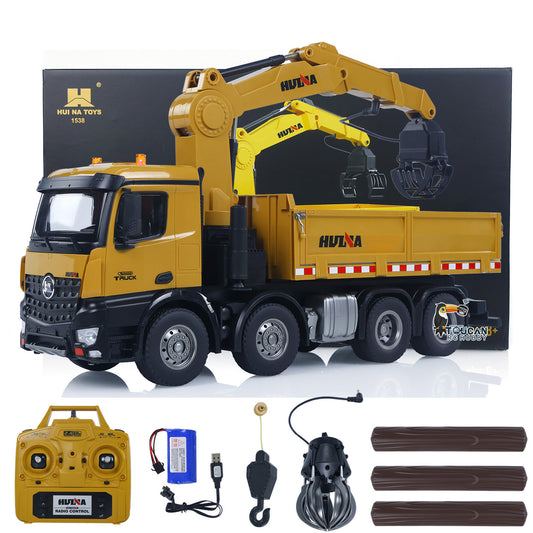 HUINA 1538 RC 1/14 Holzgreifer-LKW-Kipper-Modell Spielzeug 2,4G Radio 1200MAH Batterie Simulationsfahrzeug Hobbymodell Zusammengebaut