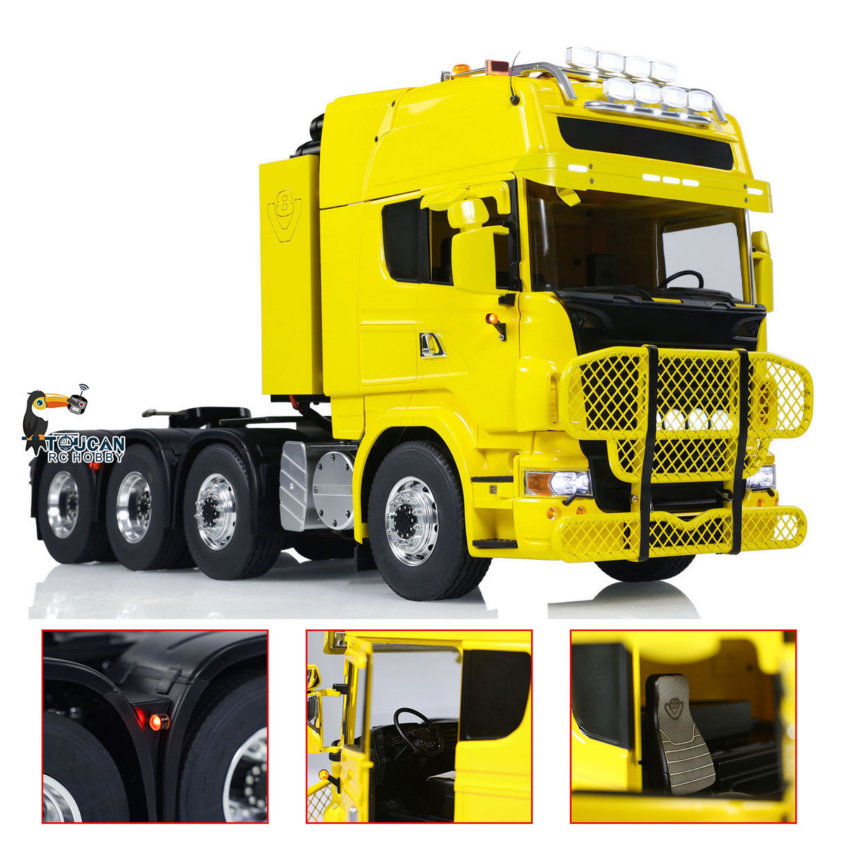 TOUCAN Lackiertes, zusammengebautes 8X8-Metall-Schwerfahrgestell 1/14 RC-Sattelzug-Funksteuerungsauto-Modell mit Licht und Ton