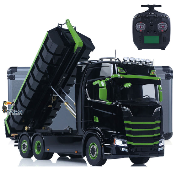 Fast Free Shipping Metal 6x6 1/14 Hydraulic RC Roll Off Dumper Truck Rear Axle Lifting Steering Car Construction Vehicle 3-speed