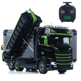 Fast Free Shipping Metal 6x6 1/14 Hydraulic RC Roll Off Dumper Truck Rear Axle Lifting Steering Car Construction Vehicle 3-speed