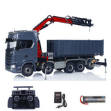 1/14 RC Hydraulic Full Dump Truck Crane 770S Metal 10x10 Remote Control Roll on off Tipper 3Speed RTR Model Car Frsky XE Radio
