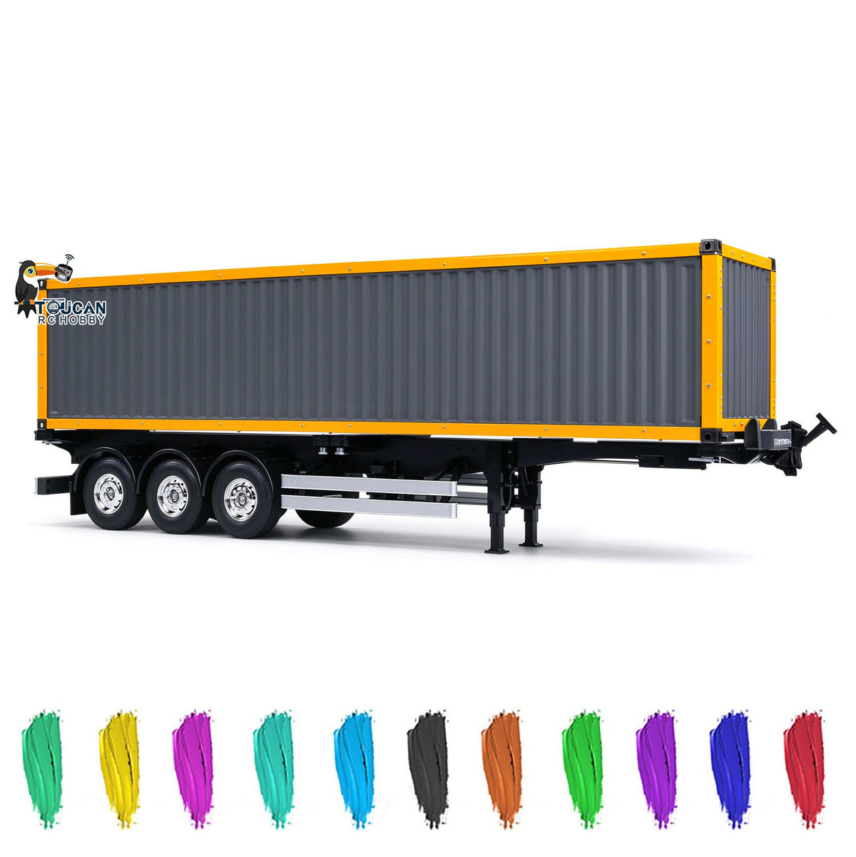 Toucanrc DIY lackierter, zusammengebauter 40-Fuß-Chassis-Container, 1/14, ferngesteuerter, nicht zusammengebauter Sattelschlepper, Simulationsmodell