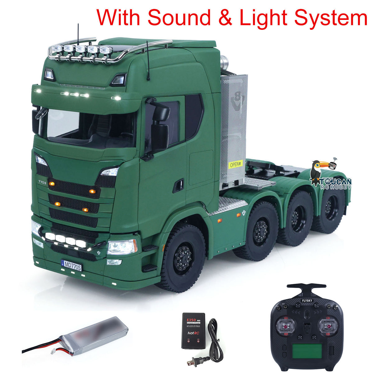 MD-SC-88 1/14 Metal 8x8 RC Tractor Truck RTR w/Differential Locks Wheel Reduction Sound & Light Battery Included