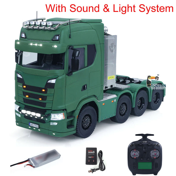 1/14 8x8 Metal Chassis Radio Control Tractor Truck 770S RC Lorry Car Model Differential Locks Lights Sounds Flysky ST8 Radio