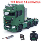 1/14 8x8 Metal Chassis Radio Control Tractor Truck 770S RC Lorry Car Model Differential Locks Lights Sounds Flysky ST8 Radio