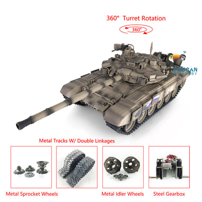 Henglong 1/16 Maßstab TK7.0 Russischer T90 Ferngesteuerter Ready To Run Tank 3938 W/ 360 Turm Metallketten Kettenräder Leiträder
