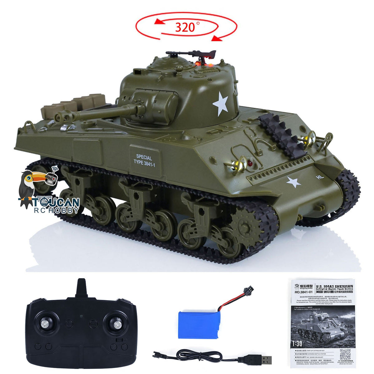 Henglong 1/30 Plastic USA M26 Pershing 3838 M4A3 Sherman 3898 RTR RC Tank With Infrared Combat System Battle Military Vehicle Model