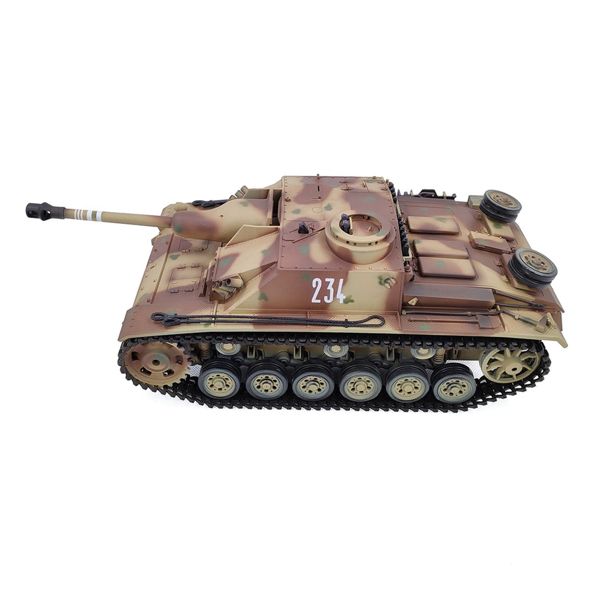 2.4G Henglong 1/16 7.0 Plastic German Stug III 3868 RTR RC Tank BB IR Steel Gearbox 1800MAH Battery Sound Lights Smoke Special Spray Painting Model