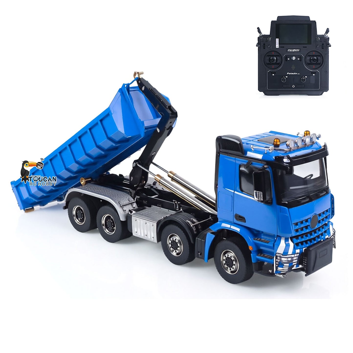 Toucanhobby G88 8*8 1/14 RC Hydraulic Roll On Off Dumper Construction Vehicle Differential Lock Axle 3Speed Transmission for Modeler