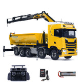 1/14 Fernbedienung Hydraulische Kran Dumper 10*10 RC Roll On Off Kipper 770S Hinterachse Lenkung Differential Schlösser Metall Ventile