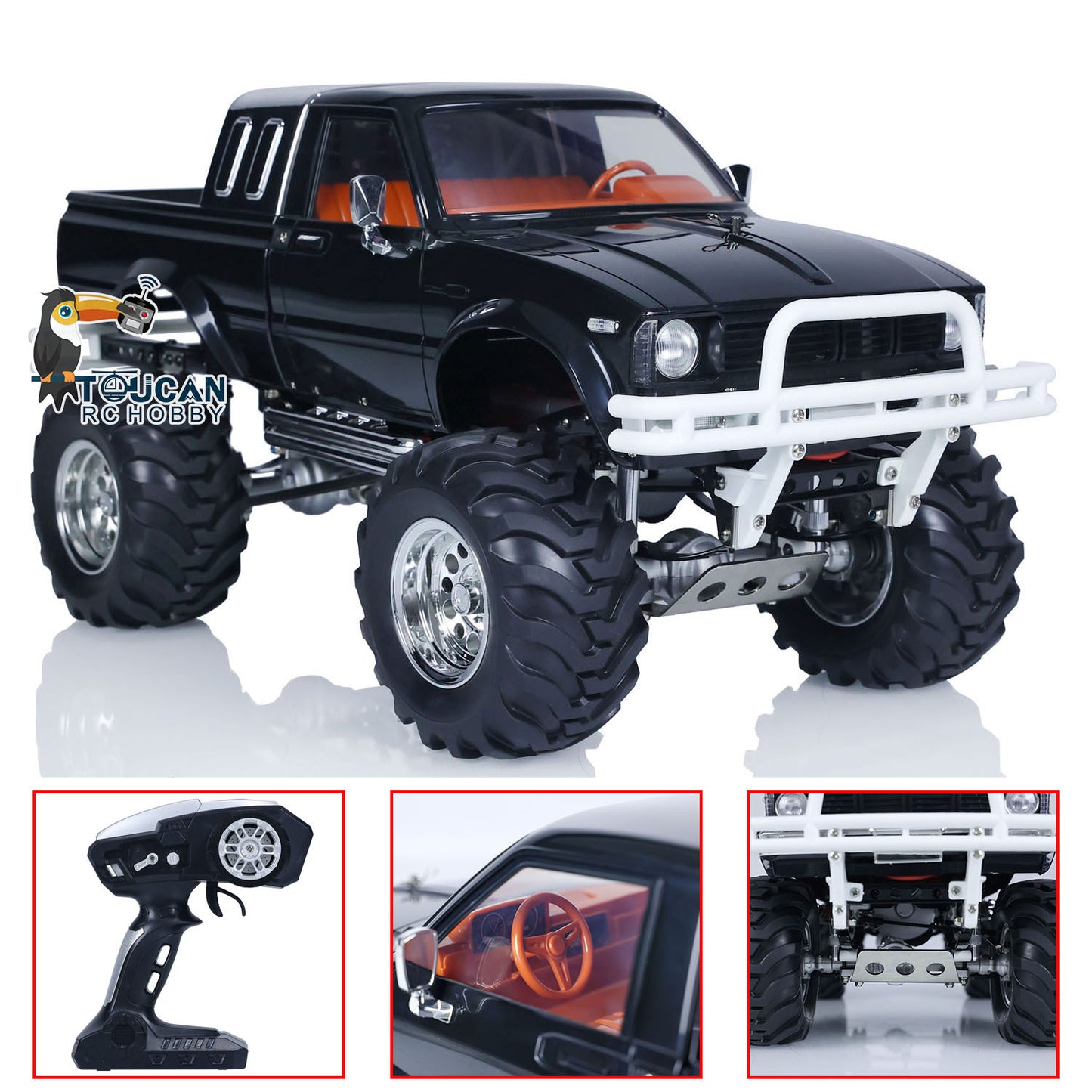 HG 1/10 RC Pickup Modell 4x4 Fernbedienung Rallye Auto Serie Fahrzeuge Racing Crawler Schwarz 2,4G RTR Motor Batterie 