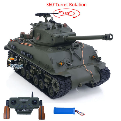 1/16 Remote Control Tank Sherman M4A3 E8 Fury Barrel IR BB Barrel Elevation Smoke Unit Metal Chassis Road Wheels 360 Rotation
