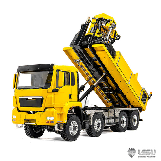TOUCAN RC HOBBY LESU 1/14 Metal Hydraulic 8x8 RC Roll On Off Dumper with Crane 2 Speed Transmission 9 Ways Brass Valves Sound Light System