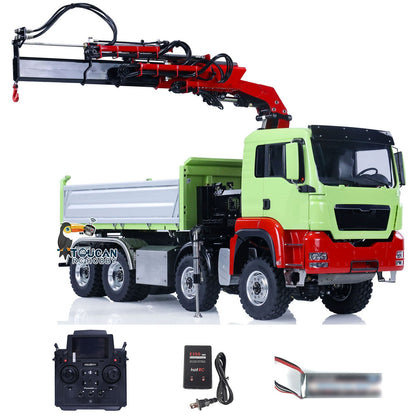 TOUCAN RC HOBBY LESU 1/14 8X8 RC Hydraulic 3-Ways Dumper Truck for Remote Control Crane 2Speed Gearbox Tipper W/ Sound Light ESC Servo