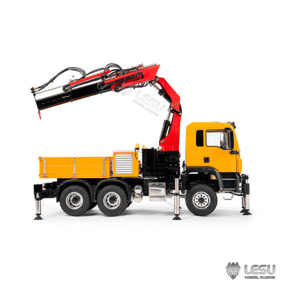 TOUCAN RC HOBBY PROMOTION LESU 6X6 Metal 1/14 RC Hydraulic Crane Truck 3Speed Remote Control Lorry Car 7CH Valve 4MPA 6 Outriggers Sound Axle Diff Lock