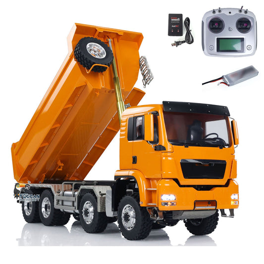 TOUCAN RC HOBBY LESU 1/14 8x8 Metal Hydraulic RC Dump Truck Tipper 2 Speed Transmission Axles With Differential Lock FlySky I6S Remote Controller Sound Light System