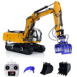 946-3 10CH Tracked Metal 1/14 RC Hydraulic Excavator Electric Cars Model Ripper Grab Bucket Radio Controlled Construction Vehicle