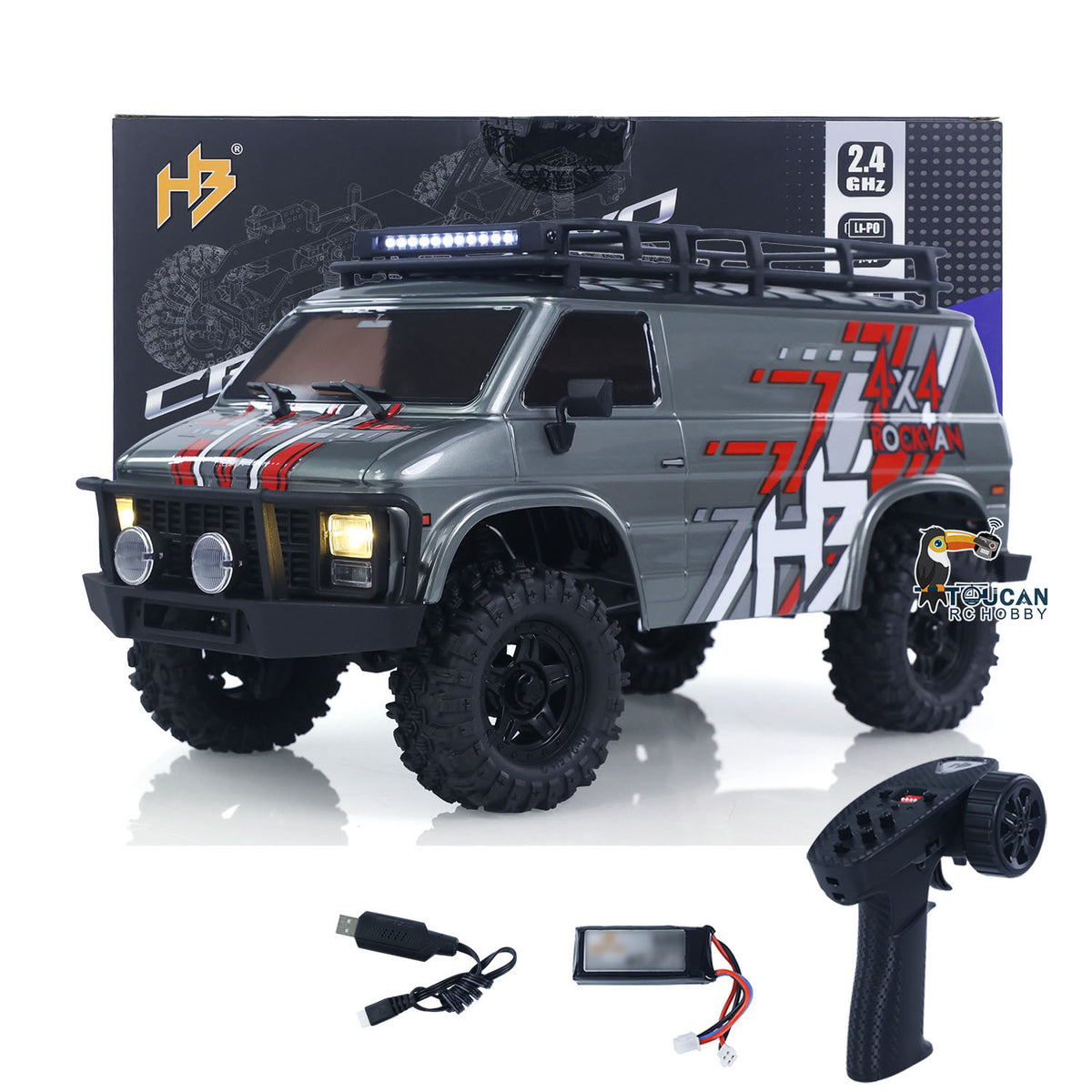 4WD Hobby Plus 1/18 RC Rock Crawler CR18P 1810503 2-Gang Elektro Funkgesteuertes Geländefahrzeug Portalachse FlySky Radio