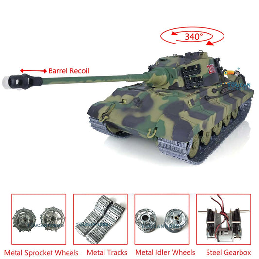 Henglong 1/16 TK7.0 German King Tiger 3888A German Leopard2A6 3889 RTR RC Tank Barrel Recoil BB IR Smoke Metal Idlers Sprockets Wheels Tracks