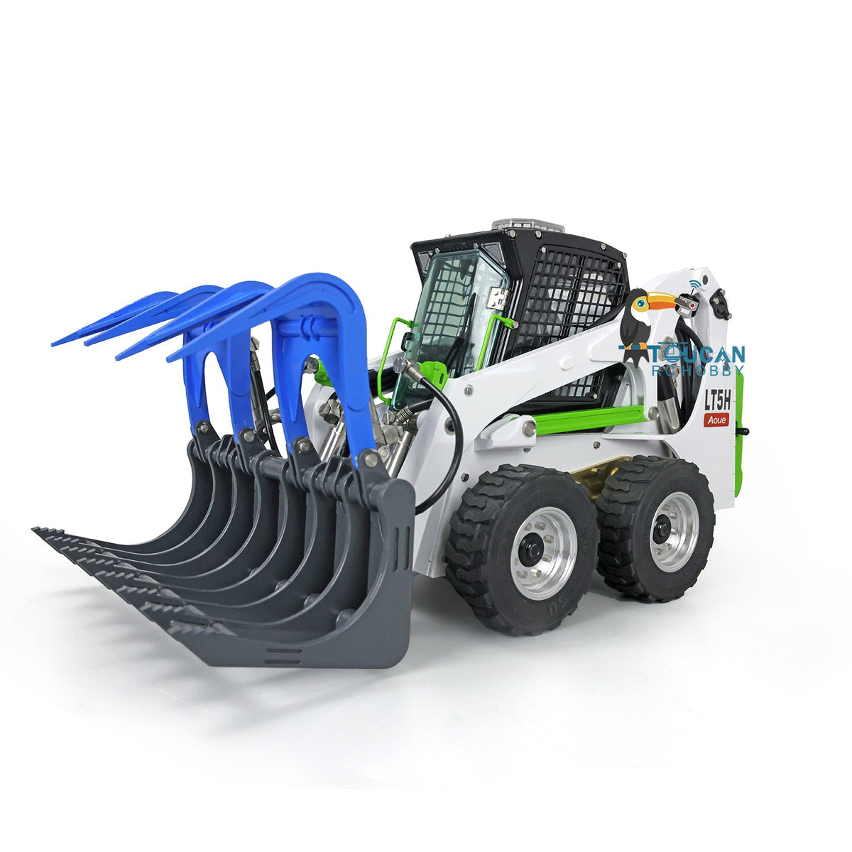 TOUCAN RC HOBBY LESU 1/14 Metal Wheeled Skid-Steer Hydraulic RC Loader Aoue LT5H I6S RTR Painted Ripper Scarifier Gripper Sieve Bucket Trailer