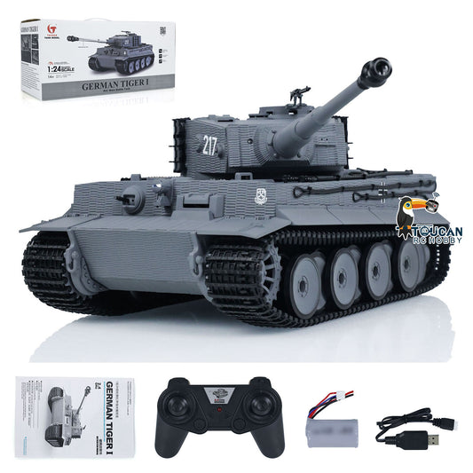 TOUCAN RC HOBBY Fast Free Shipping Taigen 1/24 RC Battle Tank Tiger I Remote Control Military Tanks Model Infrared Combat LED Flash battery