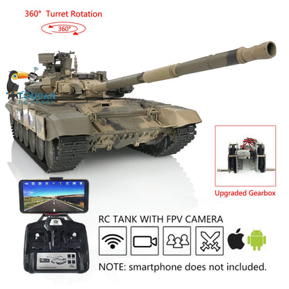 Henglong TK7.0 1/16 Plastic Russion T90 RTR RC Tank 3938 FPV 360 Degrees Turret BB IR Smoke Sounds Lights Metal Steel Driving Gearbox