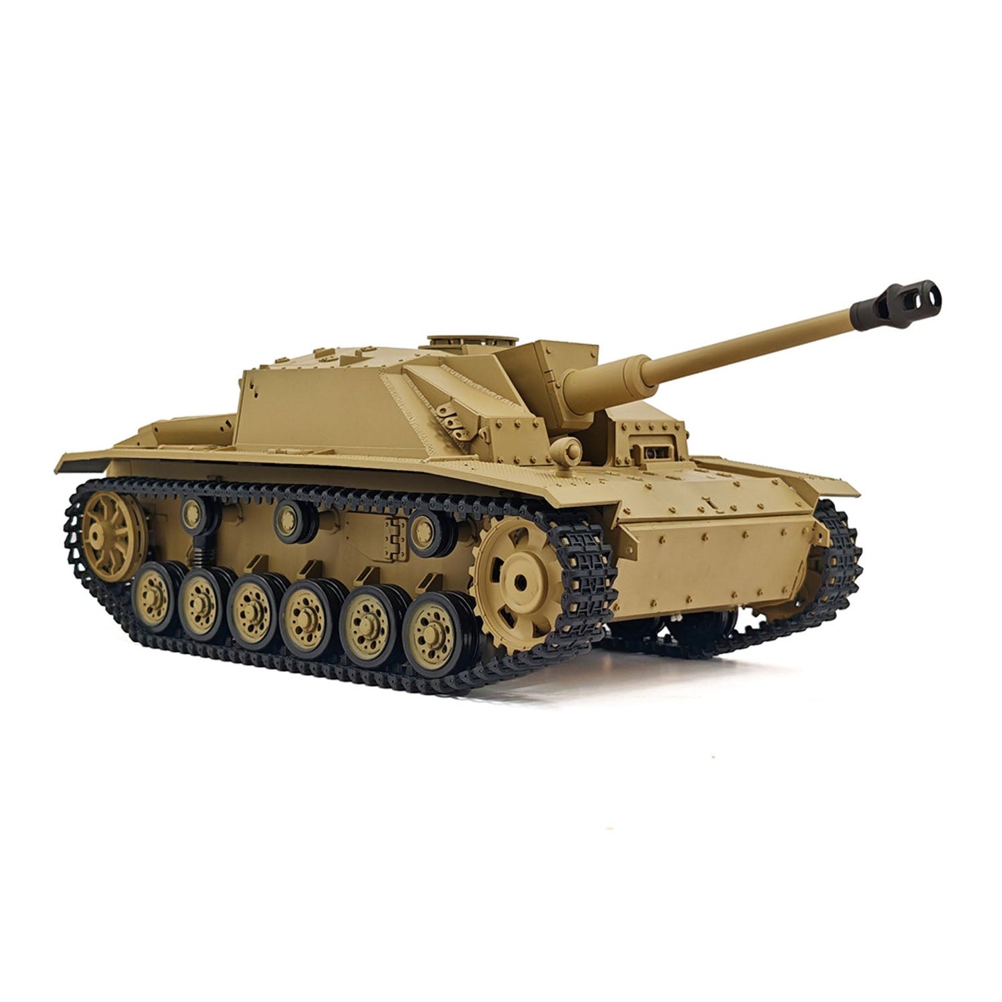 2.4G Henglong 1/16 7.0 Plastic German Stug III 3868 RTR RC Tank BB IR Steel Gearbox 1800MAH Battery Sound Lights Smoke Special Spray Painting Model